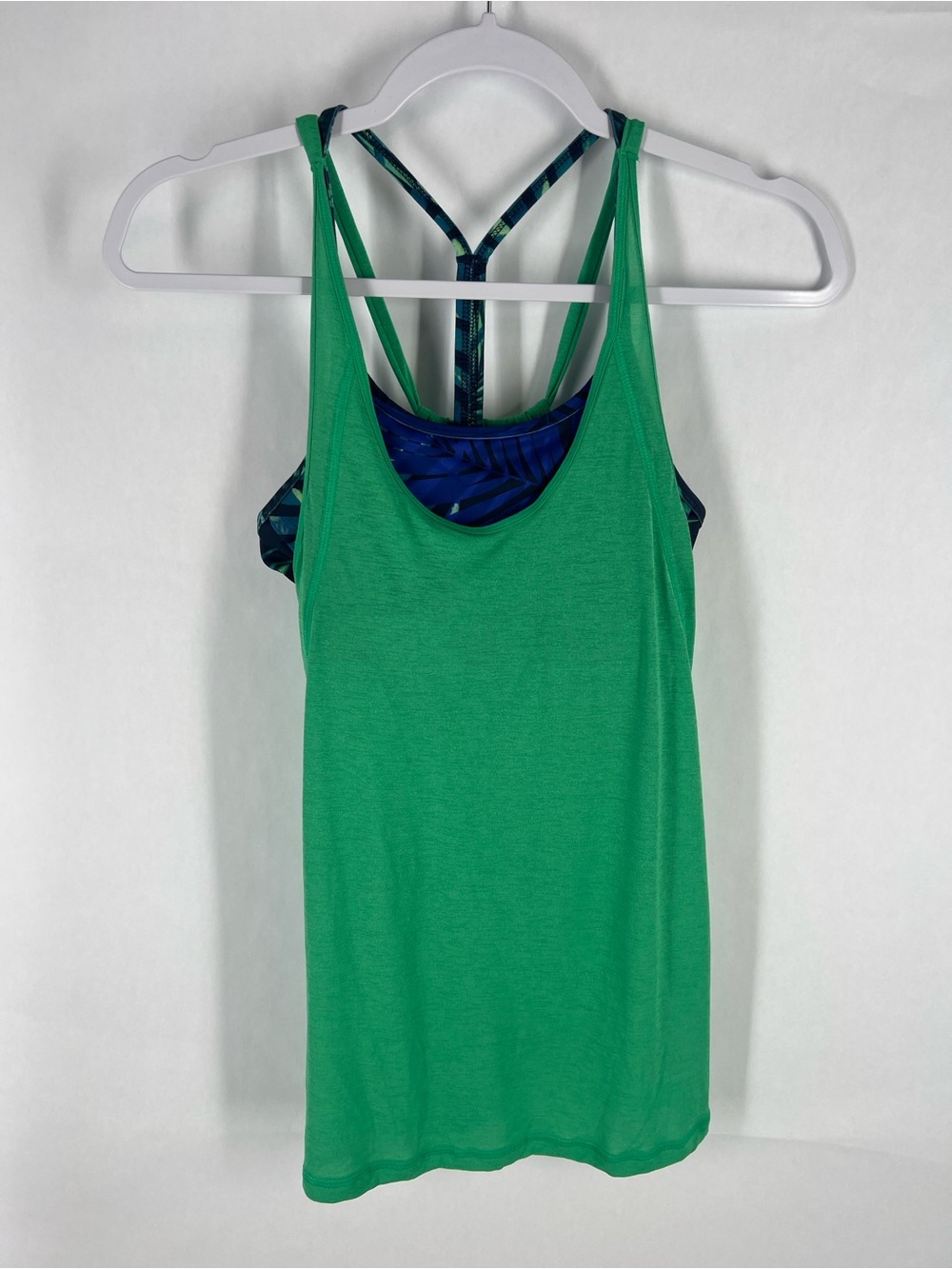 C9 by Champion Green Layered Tank with Blue Strappy Sports Bra